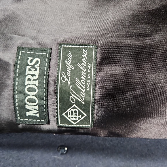 Moores Lanificio Vallombroso 42 tall WOOL AND CASHMERE blue men's long coat - Picture 14 of 15